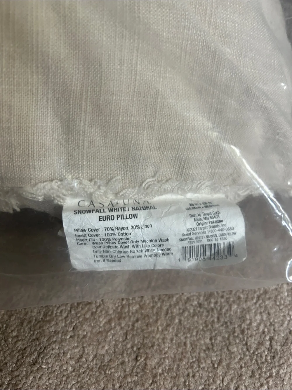 Casaluna Euro Heavyweight Linen Blend Pillow, Natural 26” x 26”